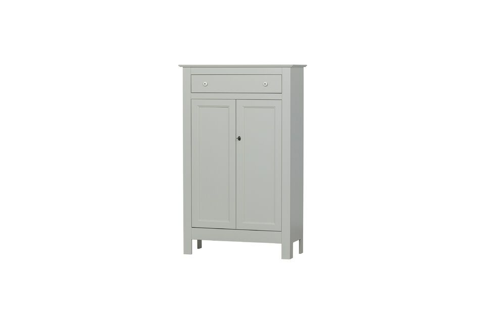 The brocante style of this Eva grey wooden wardrobe brings a rustic touch to a child\'s room