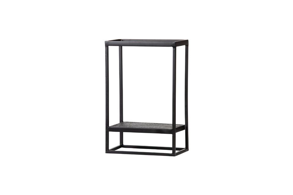 With its black cast metal frame, it offers durable strength and modern aesthetics