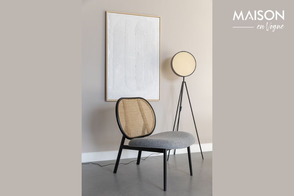 The use of woven rattan gives this floor lamp a unique appeal