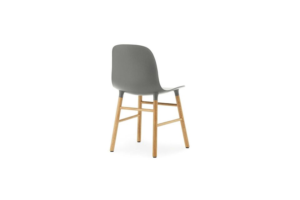 The plastic seat and wood or steel legs meet elegantly