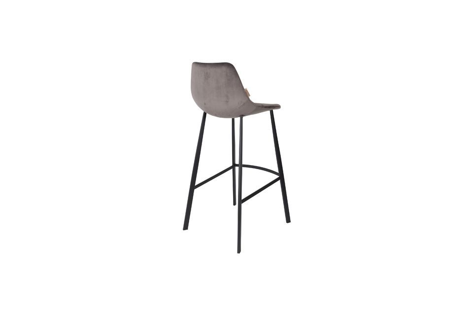 Franky grey velvet bar stool - 8