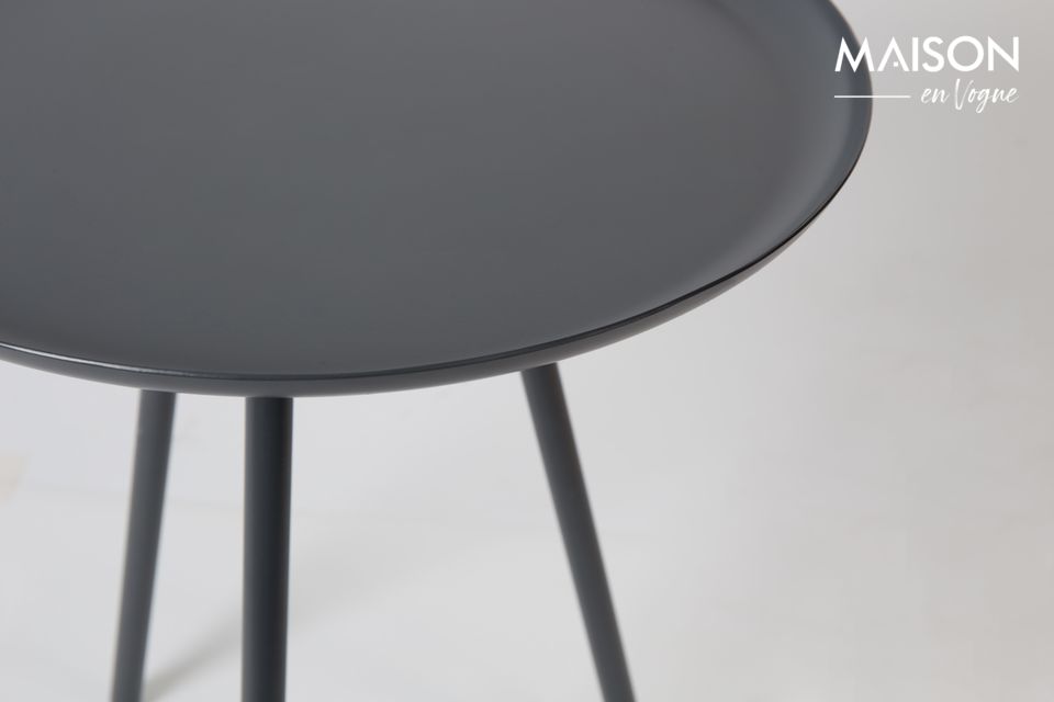 The Frost Charcoal side table is very practical with its round top with a very secure edge