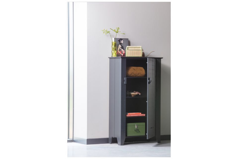 Small sturdy black wooden cabinet