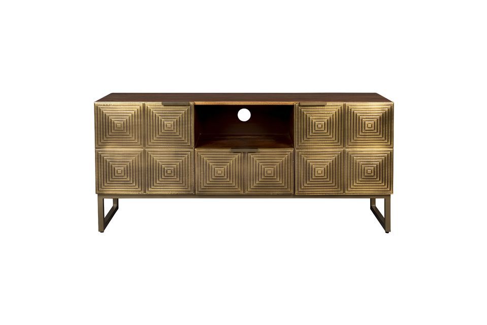 The Volan golden mango wood sideboard stands out with its unique style