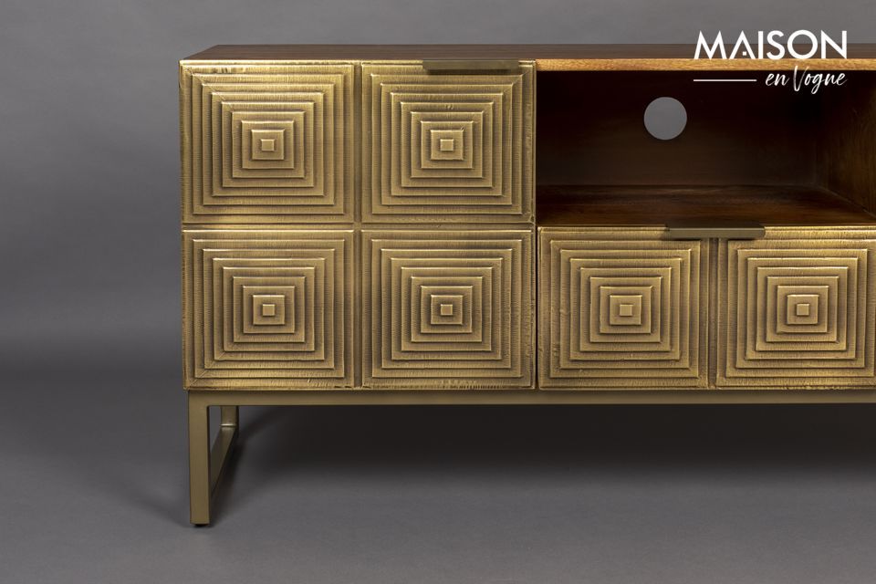A sideboard that combines gold and brown