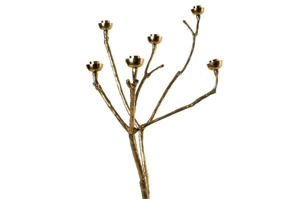Candle holder in gilded brass, in the shape of a tree branch, design
