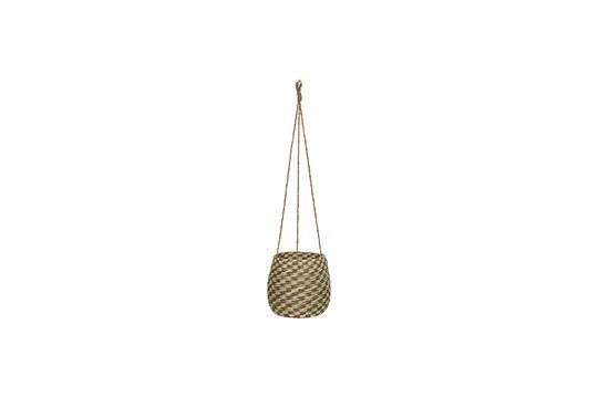 Green and brown woven fabric hanging basket Faye Clipped