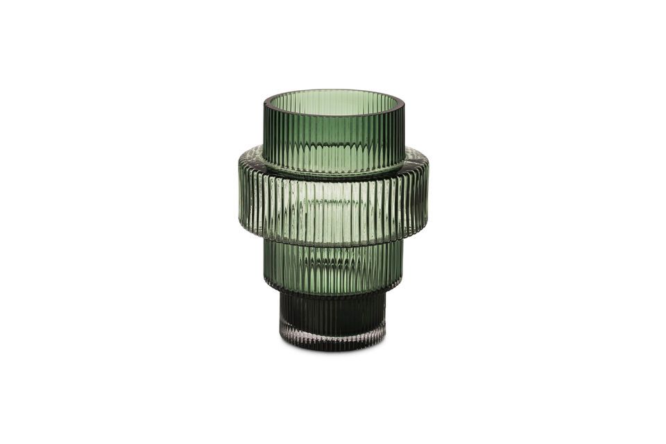 Green glass candle holder Steps Pols Potten