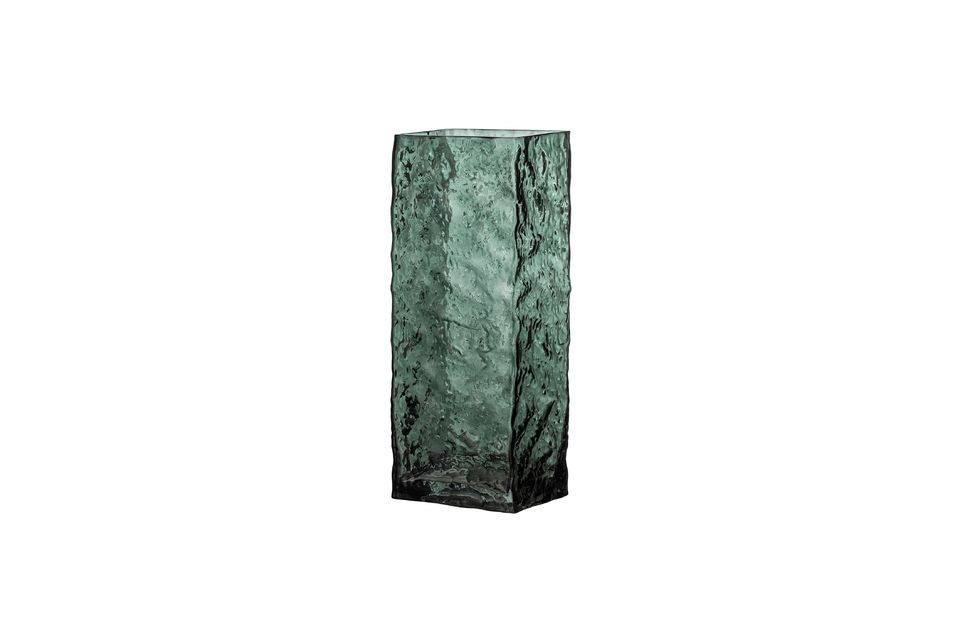 The Remon Vase from Bloomingville is a unique green colored glass vase with a heavy appearance
