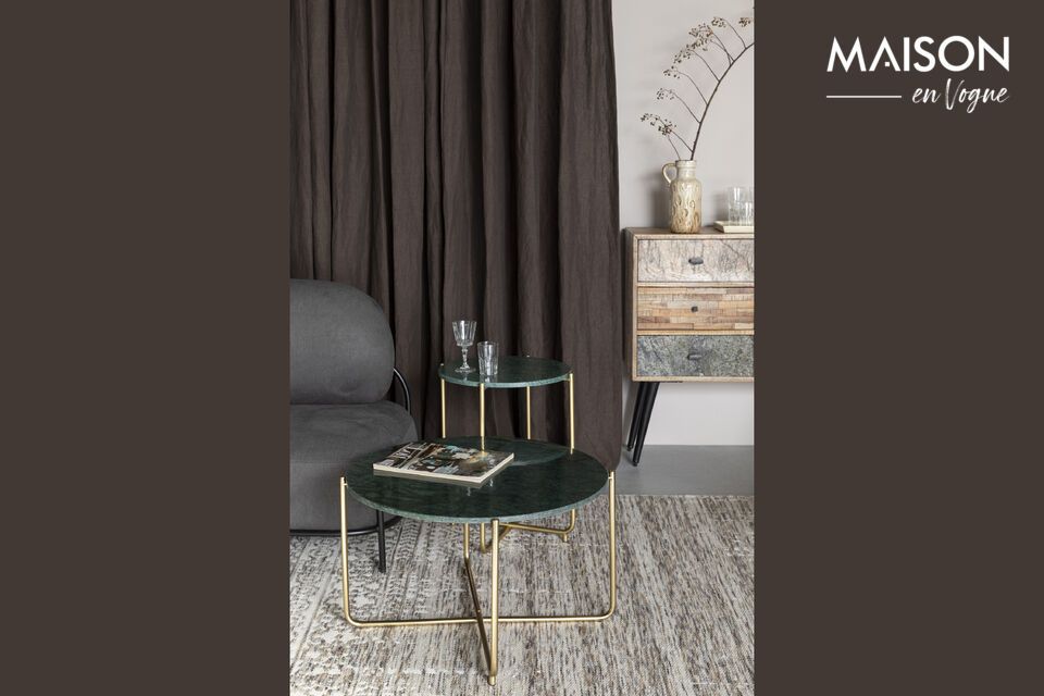 Discover the timeless elegance of our Timpa green marble coffee table
