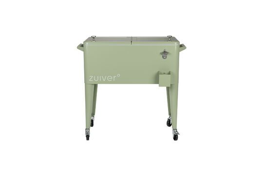 Green plastic cooler with wheels Be Cool Clipped