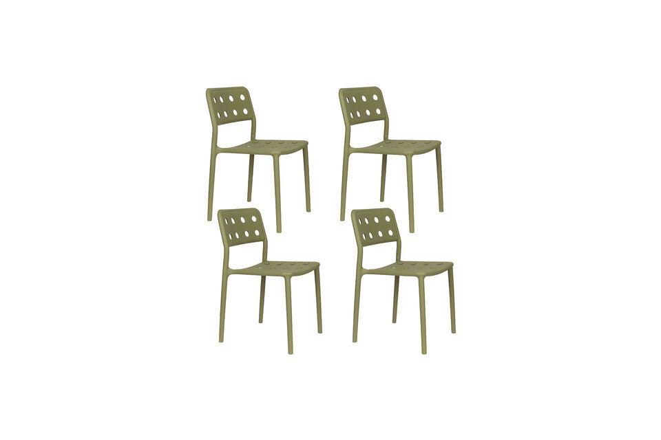 Green polypropylene plastic garden chair Serra - 10
