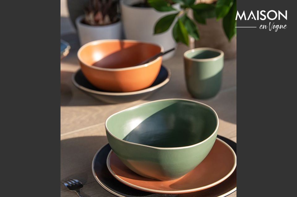 An elegant green stoneware bowl