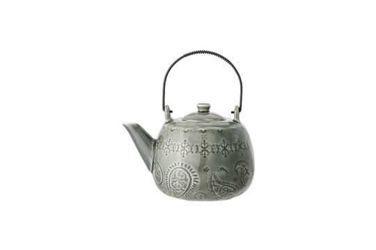 Green stoneware teapot with tea strainer Rani