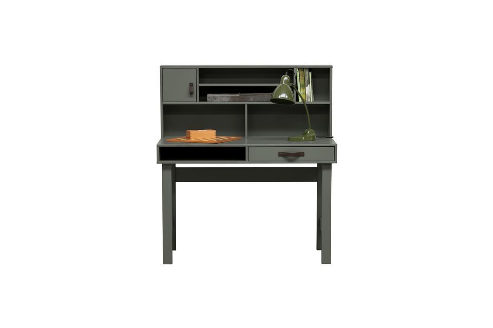 The desk has six storage compartments