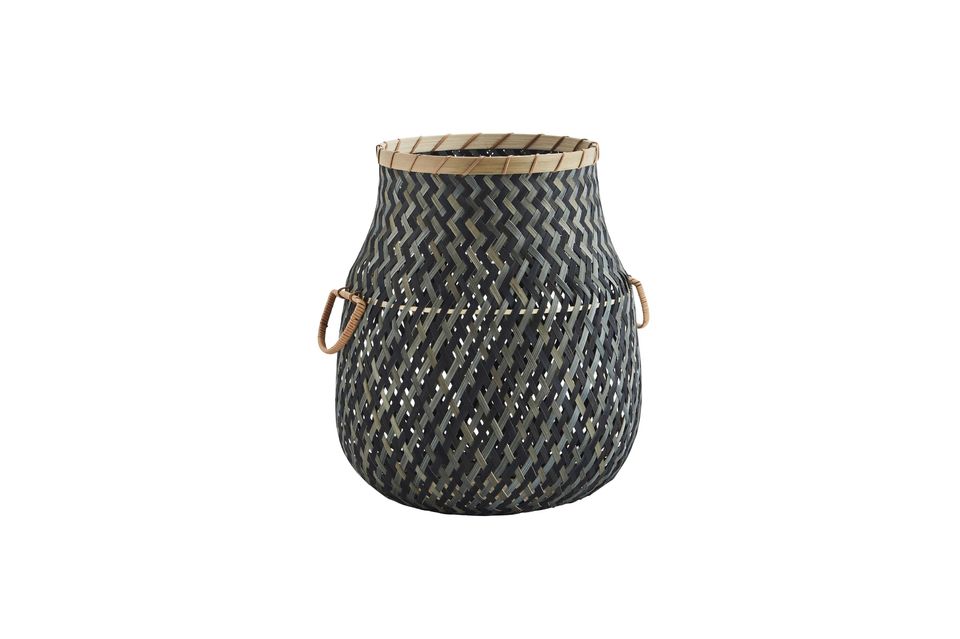 Grey bamboo basket with handles Haven Madam Stoltz