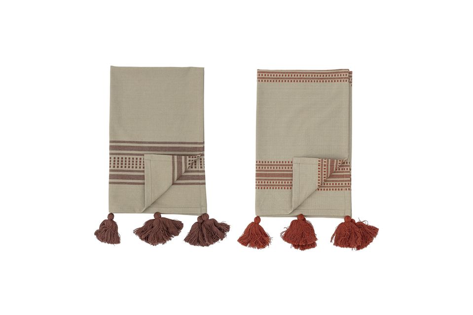 They are 100% cotton with natural colors and large tassels