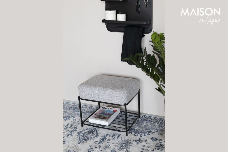 Discover comfort and elegance with our grey fabric rectangular stool