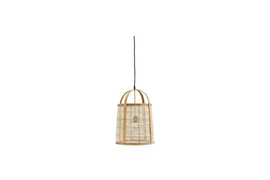 Hanging lamp in bamboo and beige linen Cloche Clipped