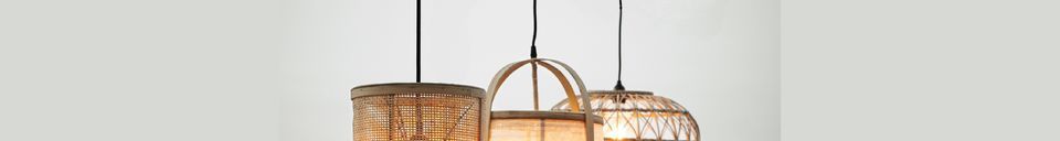 Material Details Hanging lamp in bamboo and beige linen Cloche