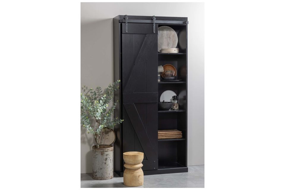 Harris Black Wooden Sliding Door Cabinet