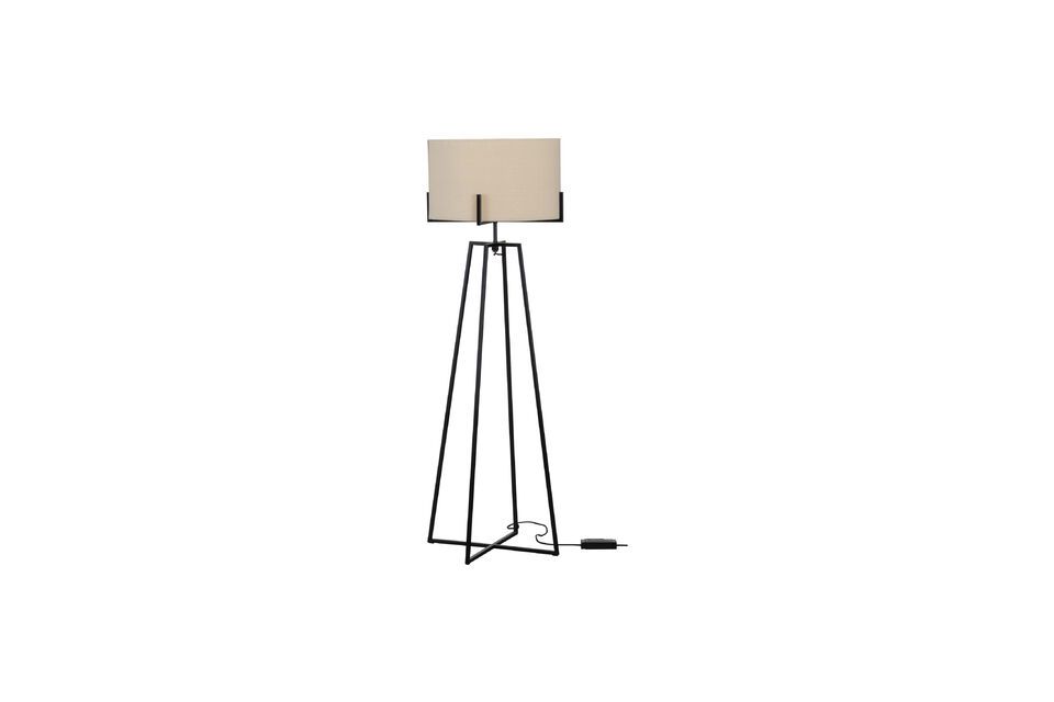 Holly black and cream metal floor lamp Woood