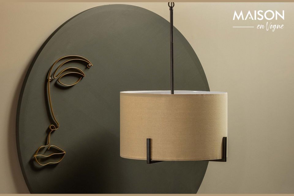 Holly suspension lamp in metal and fabric, soft light and elegance for your home.