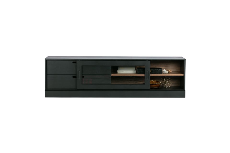The series consists of several pine cabinets and tables in the color matt black