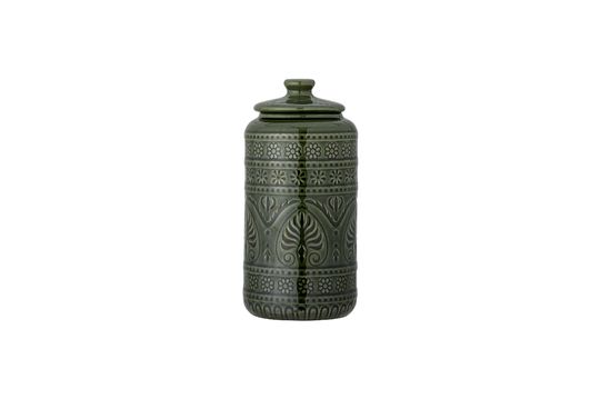 Jar with green lid in stoneware Rani Clipped