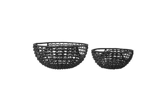 Joane Black Rattan Baskets Clipped