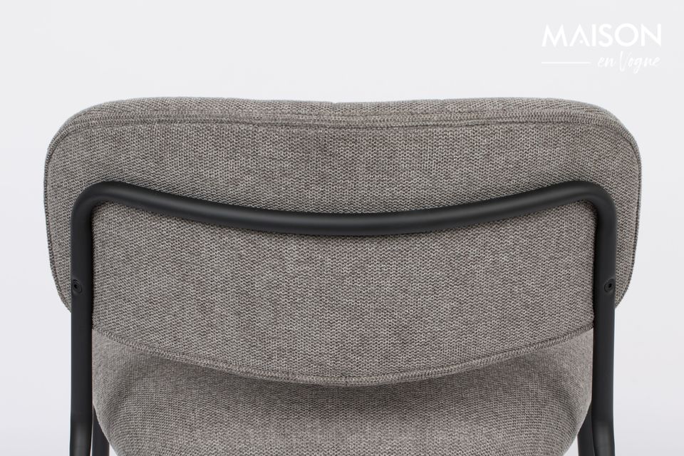 The back and seat are made of plywood covered with grey polyurethane foam