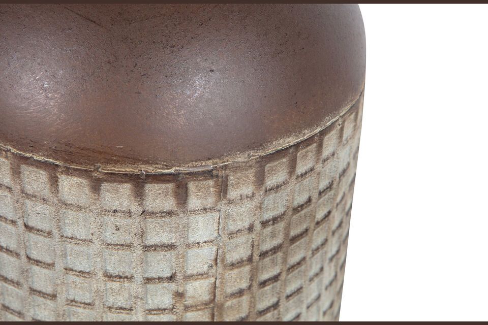 Khaki brown metal vase - 4