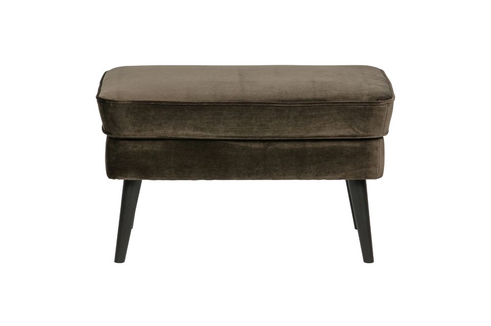 Khaki velvet footrest Rocco Woood