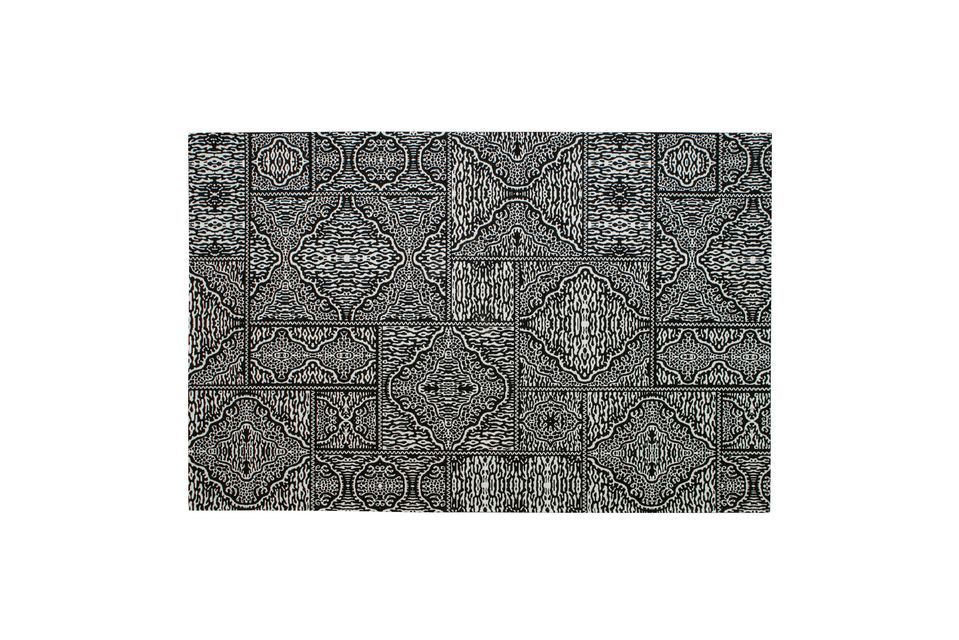 Large black and white fabric carpet Renna Woood