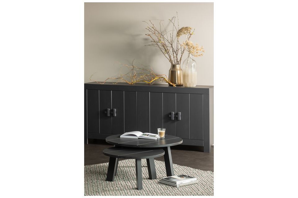 Benson large black wood side table, robust and refined