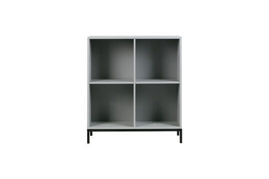 Large cabinet with 4 open volumes in grey wood Clipped