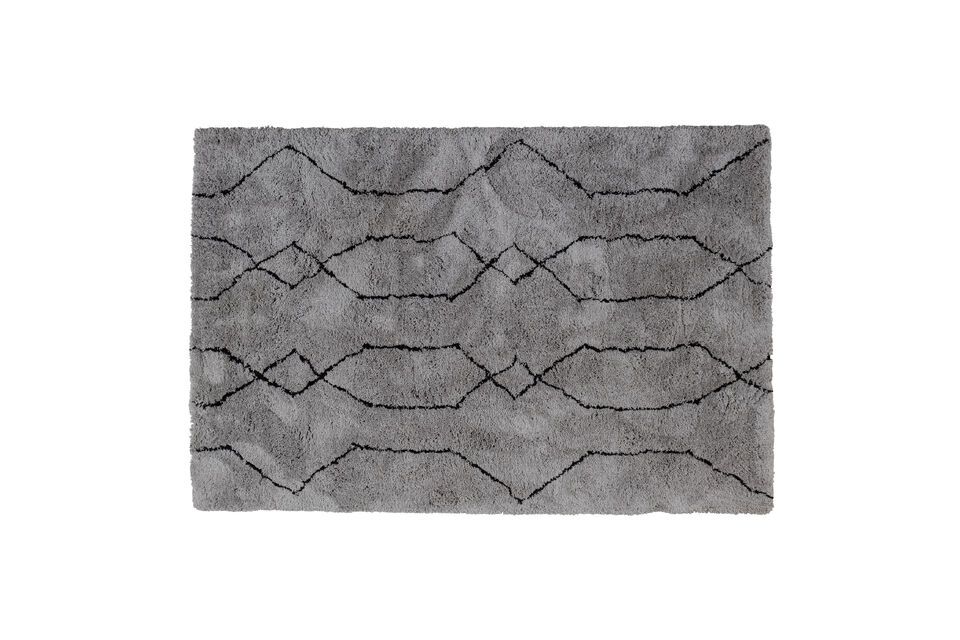Large light grey and black polyester carpet Nové Woood