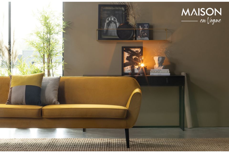 Ochre on sale velvet sofa