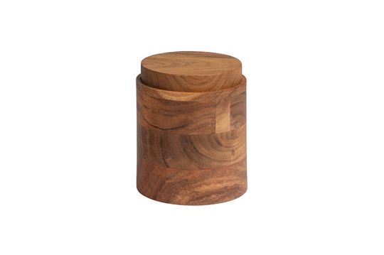 Large pot with lid in beige acacia wood Opal