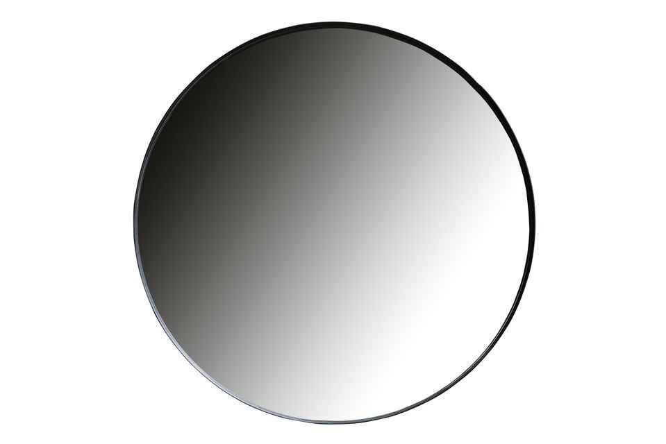 Large round black metal mirror Doutzen Woood