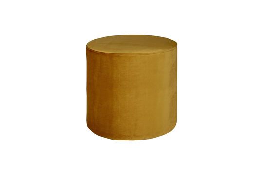 Large round ochre velvet pouffe Sara Clipped