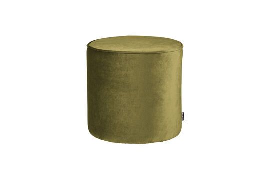 Large round pouffe in olive green velvet Sara Clipped