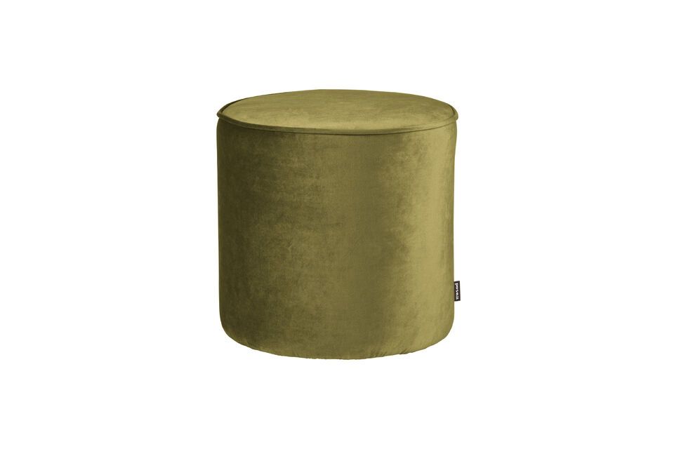 Large round pouffe in olive green velvet Sara Woood