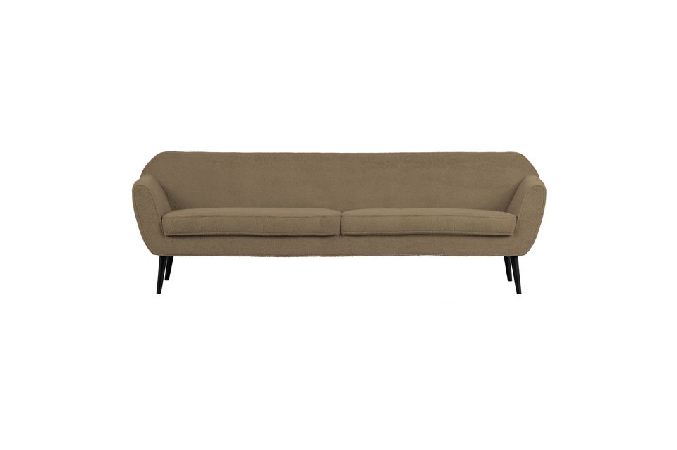 Large two-seater sofa in clay fabric Rocco Woood