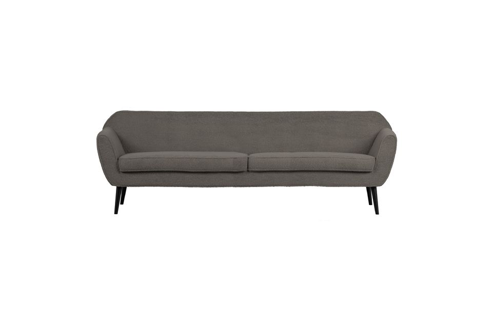 Large two-seater sofa in dark gray fabric Rocco Woood