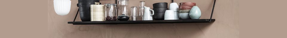 Material Details Large wall shelf in black mango wood Wired