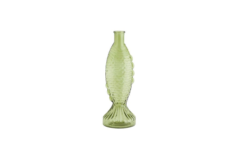 Light Green Glass Vase H30 Fish Madam Stoltz