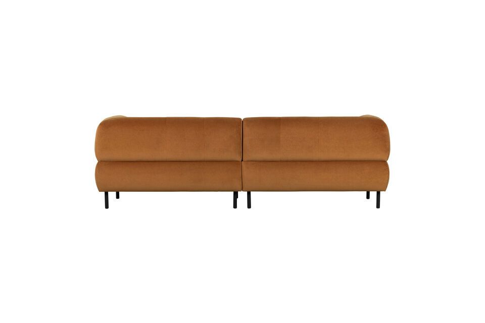 It has a velvet upholstery from our collection (Loma) and has a luxurious look