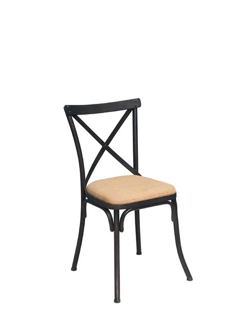 This pretty antique style chair has an antique black lacquered iron frame to underline the vintage