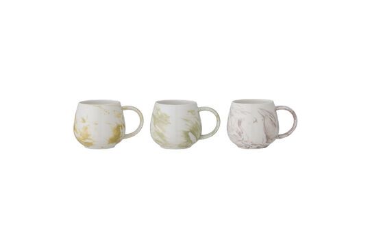 Lot of 3 mugs in stoneware Palma Clipped